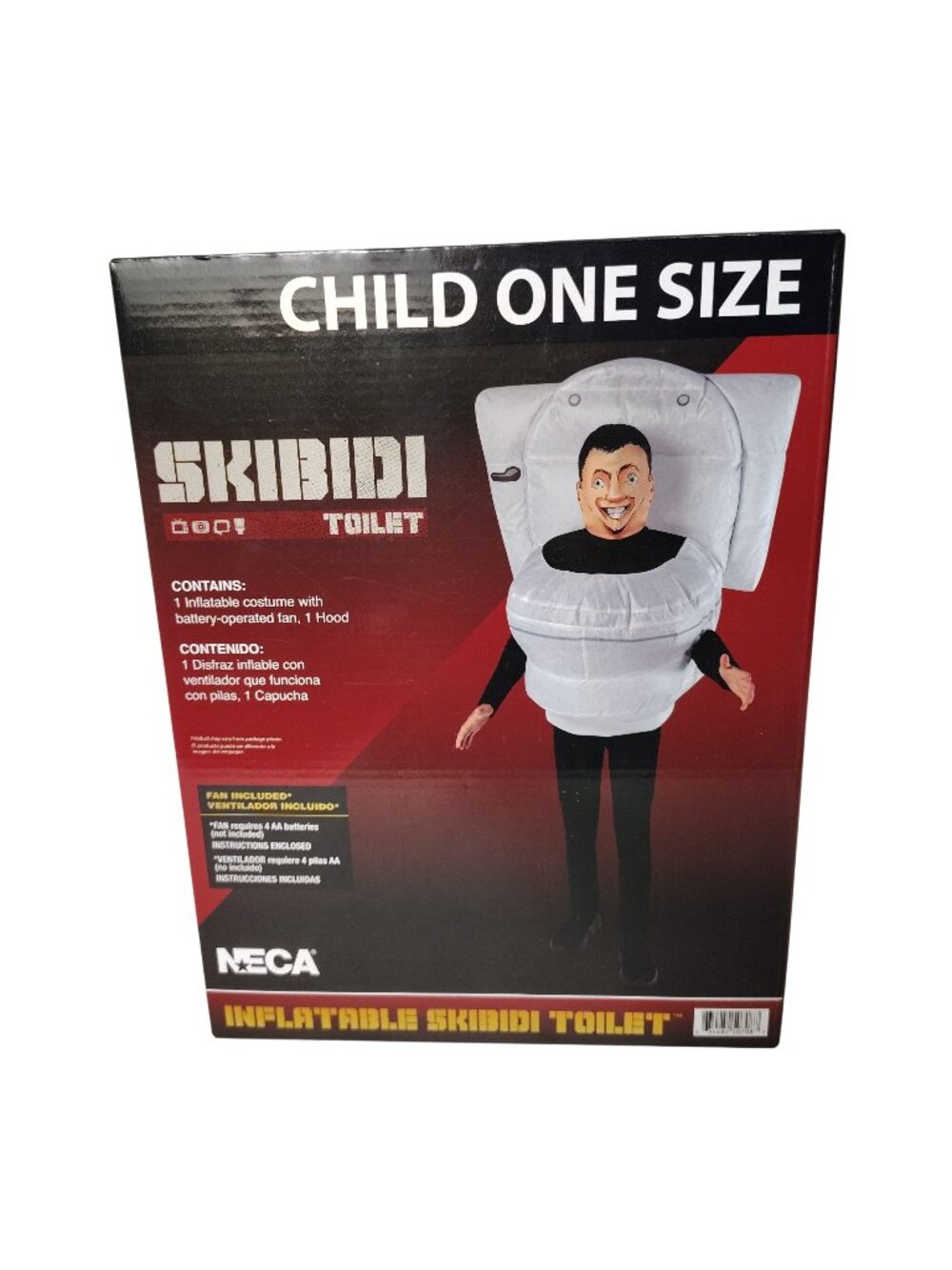 Inflatable Skibidi Toilet Costume For Kids By NECA With Battery-Operated Fan & H
